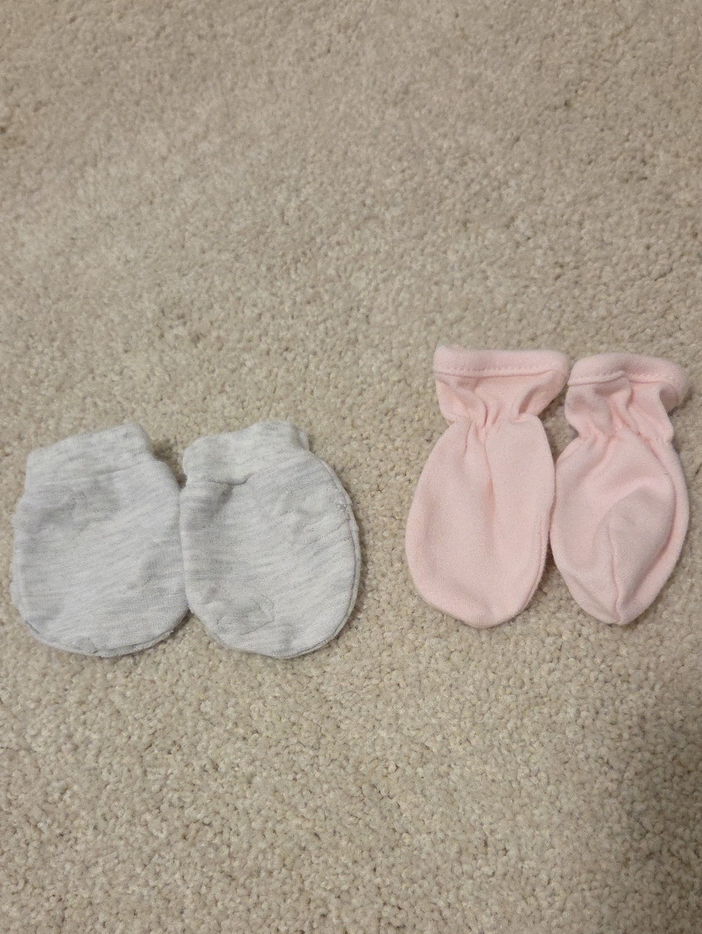 Pink And Grey Baby Newborn Mittens